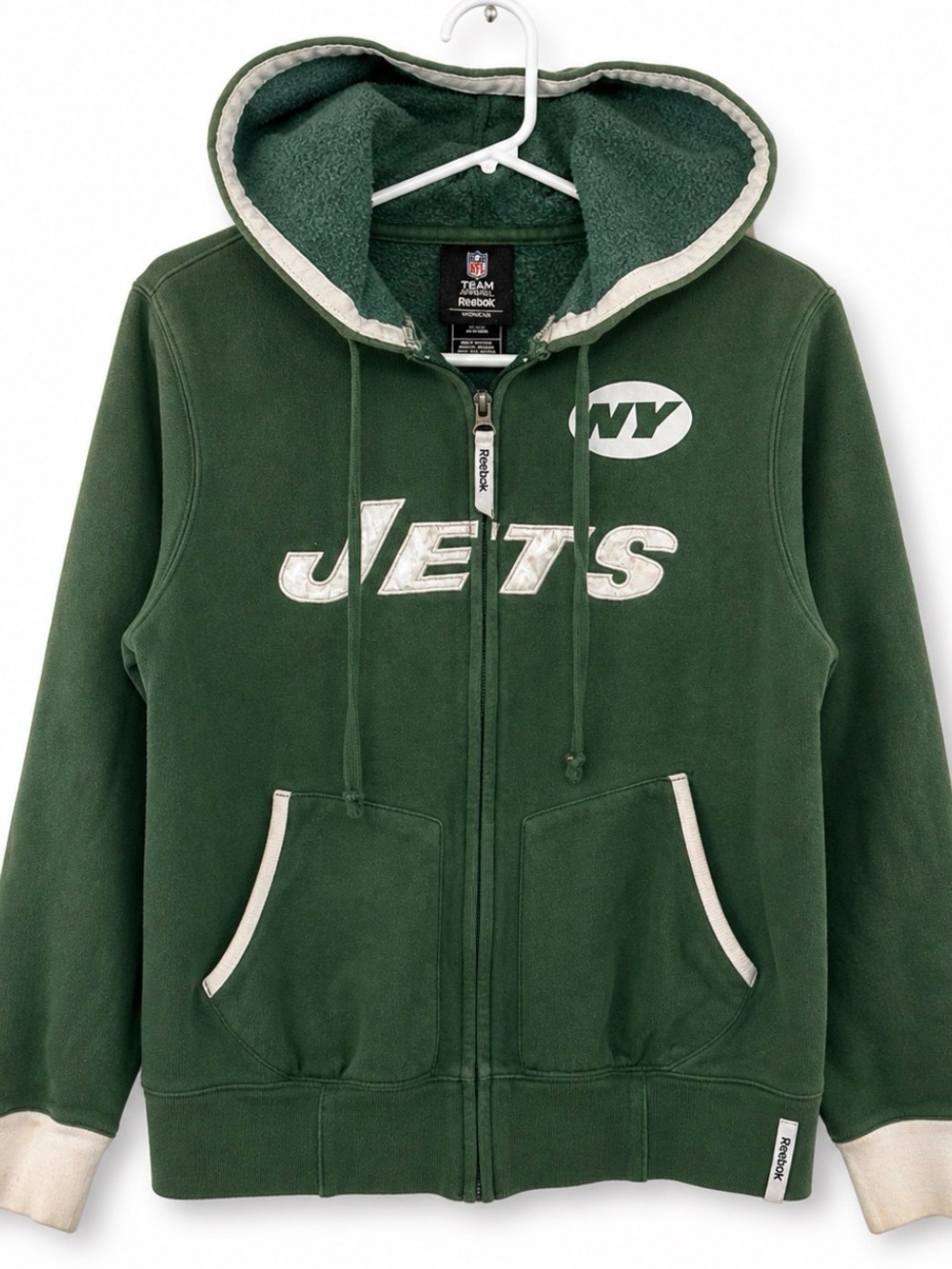 Reebok NFL‎ NY Jets Hoodie Zip Up Green Women’s Medium Fleece Lined